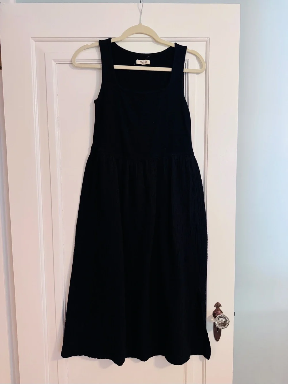 Madewell Black Midi Gauze/Knit Dress XS